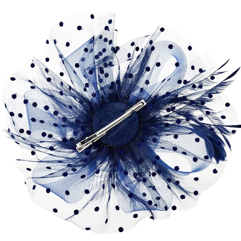 DRESHOW Fascinators Hat Flower Mesh Ribbons Feathers on a Headband and a Clip Tea Party Headwear for Girls and Women - Image 4