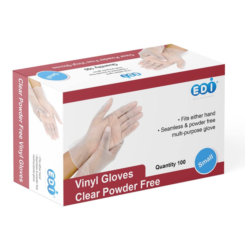 EDI Disposable Vinyl Gloves Clear  PowderFree LatexFree 100 Medium