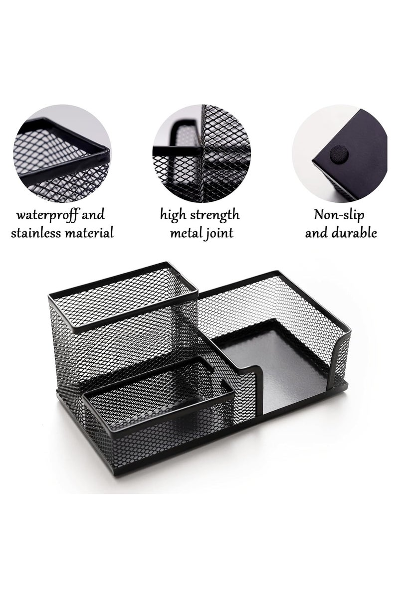 حامل أقلام معدن بنمط شبكي للأقلام الرصاص والجاف وتنظيم أقلام المكتب لون أسود - Image 2