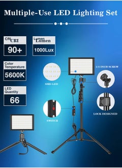 ليوكور 2 عبوة من مصابيح فيديو LED USB قابلة للتعتيم 5600K، مع حامل ثلاثي القوائم احترافي قابل للتعديل ومرشحات ألوان، للتصوير على سطح الطاولة/من زاوية منخفضة، إضاءة التكبير/مؤتمرات الفيديو/الألعاب/إضاءة LED ملونة/التصوير الفوتوغرافي  - Image 5