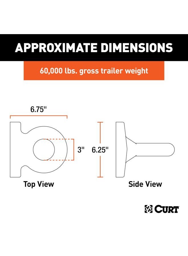 Curt 48560 Black Steel Pintle Hitch Lunette Ring 3-Inch ID, 60,000 lbs, 4-1/2-Inch Bolt Pattern - Image 2