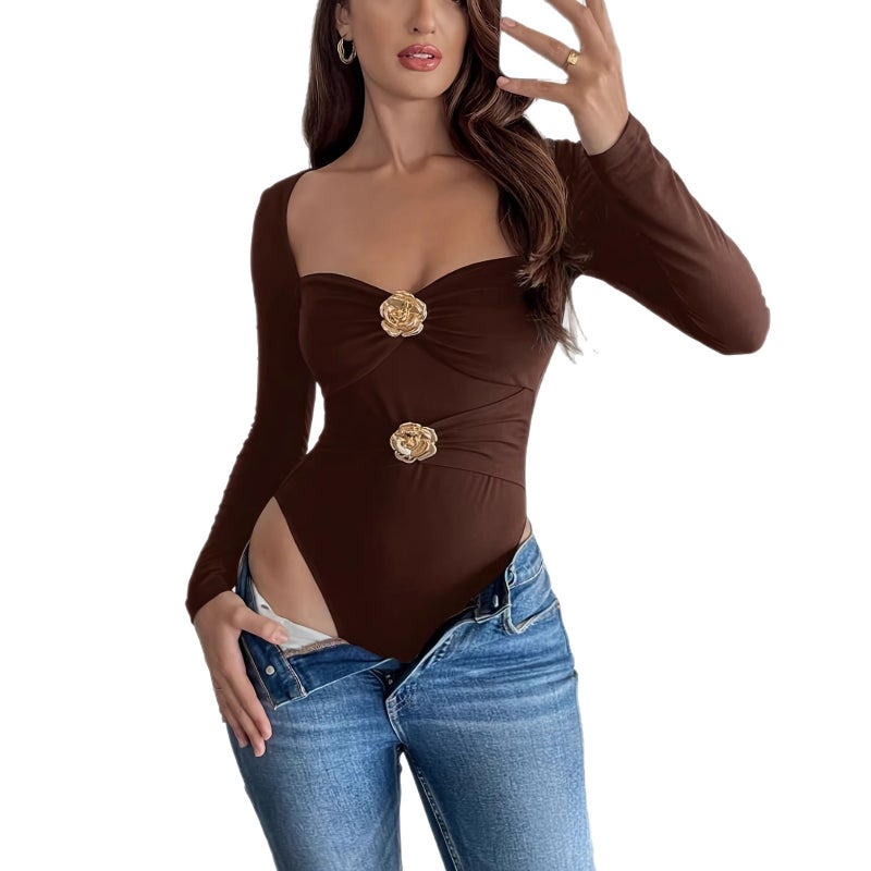 جمبسوت بياقة مربعة وأكمام طويلة - Image 5