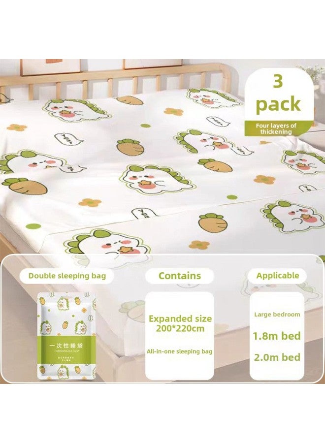 Disposable Sleeping Bag Travel Hotel Dirty Portable Double Single Bed Sheet Quilt Cover Quilt Cover Pillowcase One-piece Thickened-Color:[double Dirt Sleeping Bag] 3 Packs Suitable For Hotel Bedrooms - Image 1