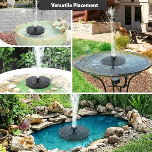 Pivalo 1.5W Solar Water Fountain with 6 Nozzles 1.1m Water Column Sun Powered Outdoor Decorative Sprinkler Bird Bath for Home Garden Lawn Pond Yard Balcony Backyards Pathways Pool (Pack of 1) - Image 3