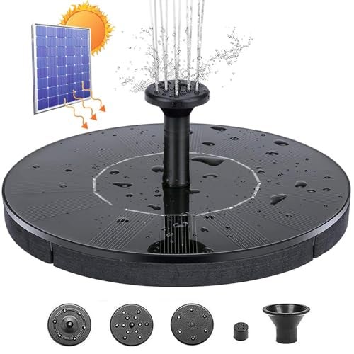 Pivalo 1.5W Solar Water Fountain with 6 Nozzles 1.1m Water Column Sun Powered Outdoor Decorative Sprinkler Bird Bath for Home Garden Lawn Pond Yard Balcony Backyards Pathways Pool (Pack of 1) - Image 1