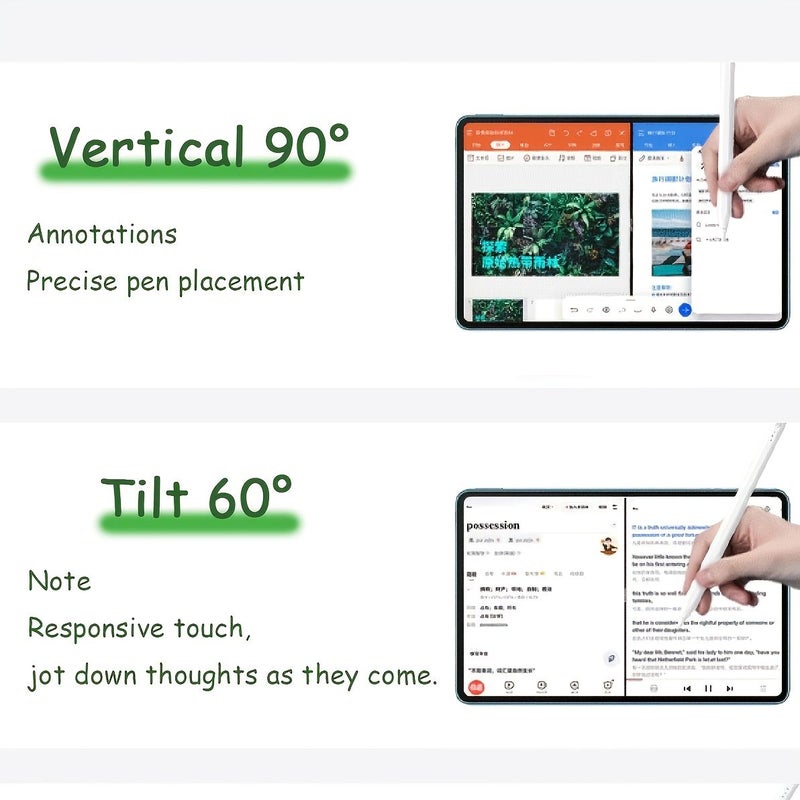 قلم لمس نشط مع دعم رفض الكف وشحن من نوع USB-C، متوافق مع أجهزة آبل iPad 6/7/8/9/10/11/A16 و Air 3/4/5/M2/M3 و Mini 5/6 و Pro 11 إنش/12.9 إنش/M4 - اللون أبيض - Image 4