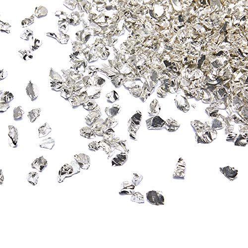 TWINKLING High Luster Crushed Glass, Broken Glass, Glass Gems Chips for DIY Resin Art Epoxy Crafts, Nail Art, Geode Painting, 1-3mm(200g) (Silver) - Image 1