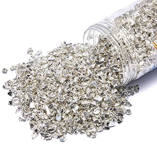 TWINKLING High Luster Crushed Glass, Broken Glass, Glass Gems Chips for DIY Resin Art Epoxy Crafts, Nail Art, Geode Painting, 1-3mm(200g) (Silver) - Image 3