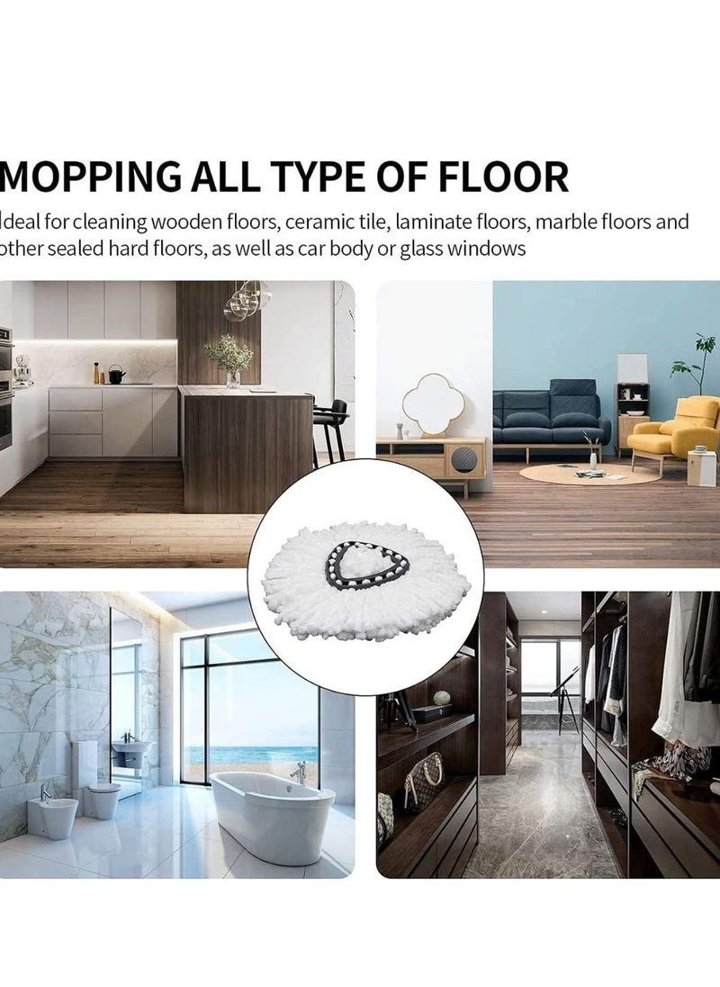 زالكون - 4 رؤوس ممسحة دوارة بديلة، مقبض وقاعدة متوافقة مع Vileda / O-cedar Easy Wring، استبدال رأس ممسحة دوارة لتنظيف الأرضيات، شكل مثلث (أزرق) - Image 1