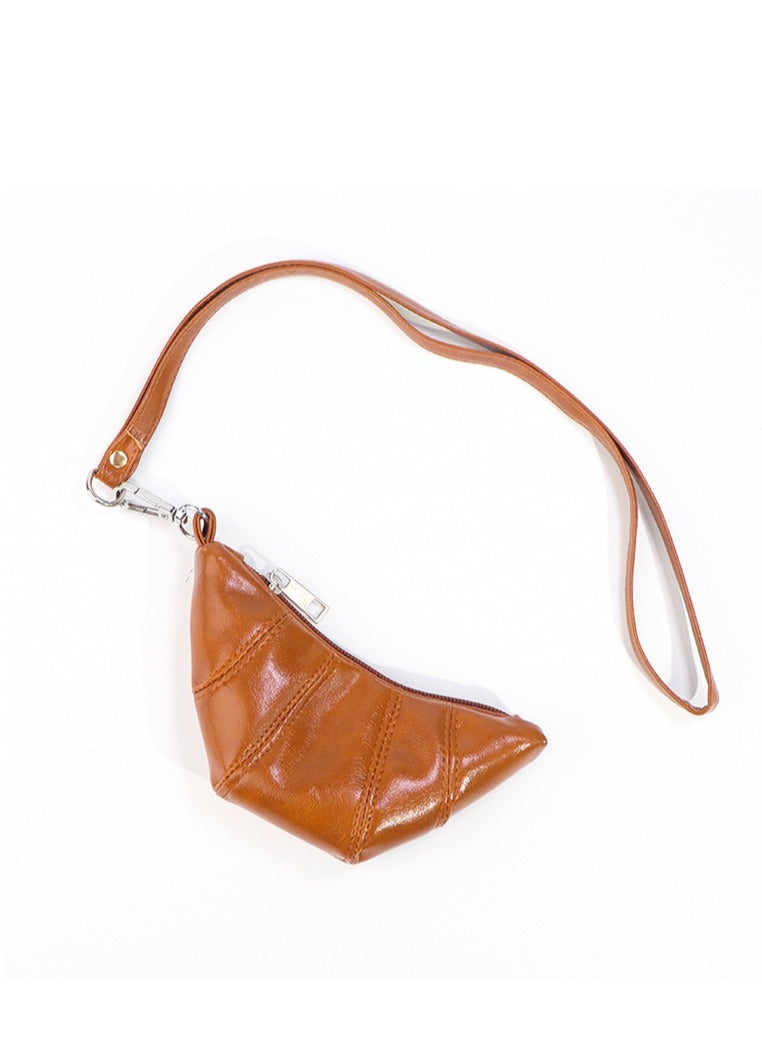 حقيبة كرواسون صغيرة لطيفة معلقة على الرقبة بتصميم جديد لعام 2025، حقيبة صغيرة للعملات المعدنية