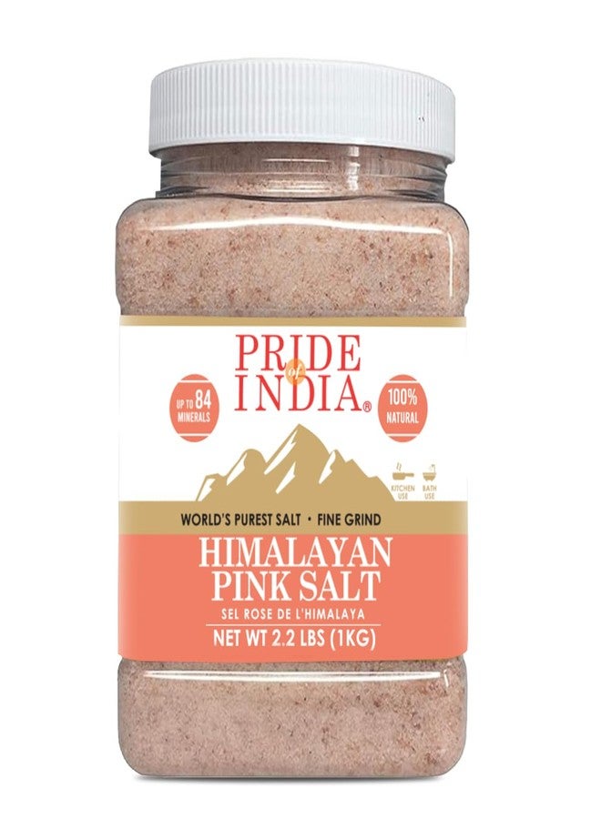 Pride Of India - Pure Himalayan Pink Salt - Enriched w/ 84+ Natural Minerals, Fine Grind 2.2 Pound (35.2 oz.) Jar - Himalayan Salt, Himalayan Pink Salt, Pink Himalayan Salt, Grind Salt, Pure Rock Salt - Image 1
