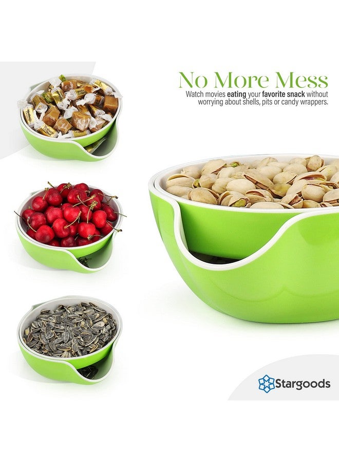 Stargoods Pistachio Bowl, Snack Serving Dish, Double Peanut Bowl with Nut Seeds Shell Candy Storage, Green - Image 3