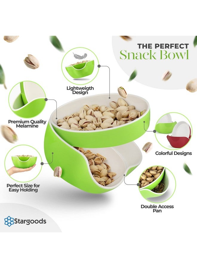 Stargoods Pistachio Bowl, Snack Serving Dish, Double Peanut Bowl with Nut Seeds Shell Candy Storage, Green - Image 2