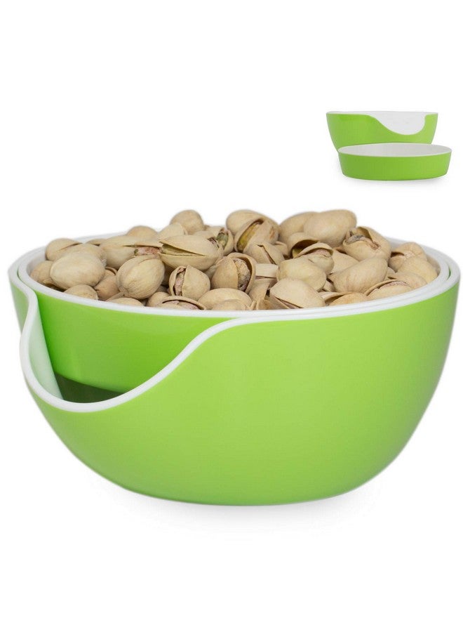 Stargoods Pistachio Bowl, Snack Serving Dish, Double Peanut Bowl with Nut Seeds Shell Candy Storage, Green - Image 1