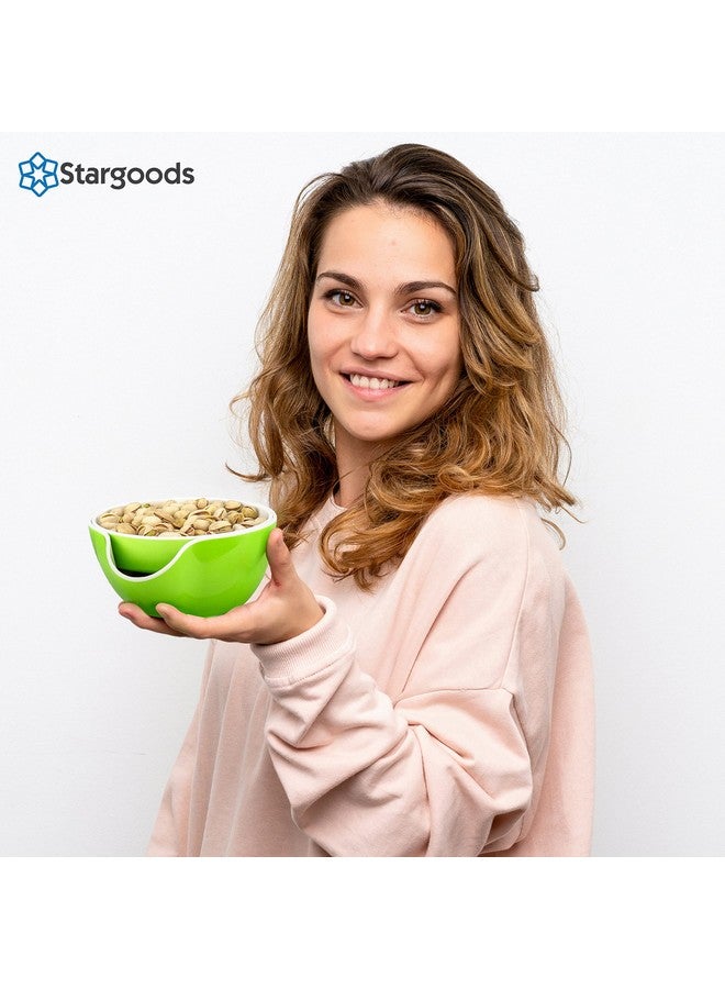Stargoods Pistachio Bowl, Snack Serving Dish, Double Peanut Bowl with Nut Seeds Shell Candy Storage, Green - Image 4