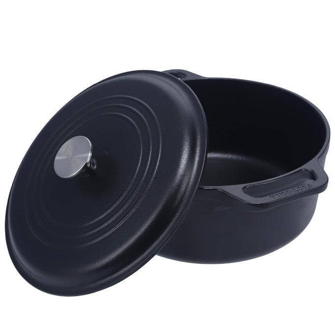CAST IRON LARGE DUTCH OVEN WITH LID AND DUAL HANDLES 7 QUART POT SEASONED WITH 100 KOSHER CERTIFIED NONGMO FLAXSEED OIL