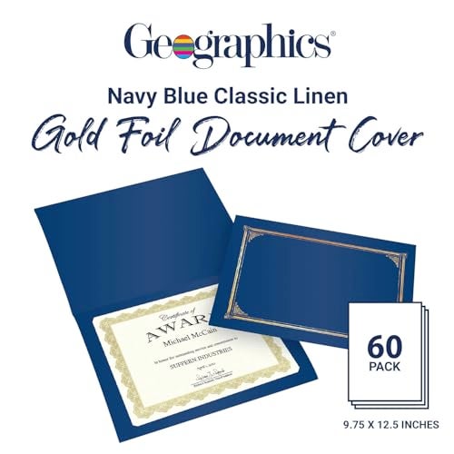 Geographics Classic Linen Document Covers 12.5” x 9.75” Navy Blue 60 Pack - Certificate Holders, Diploma Holder, Frame Documents - Premium Linen Texture for Professional Presentation - Image 2