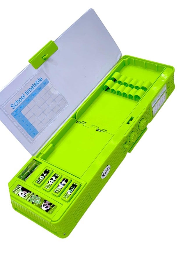 Invite Enterprise Plastic Lock Compass Box Multifunctional Space Lock Compass Box for Kids, Kids Pencil Box for Boys & Girls, Magnetic & Passworld Lock Compass Box for Boy -Green - Image 4