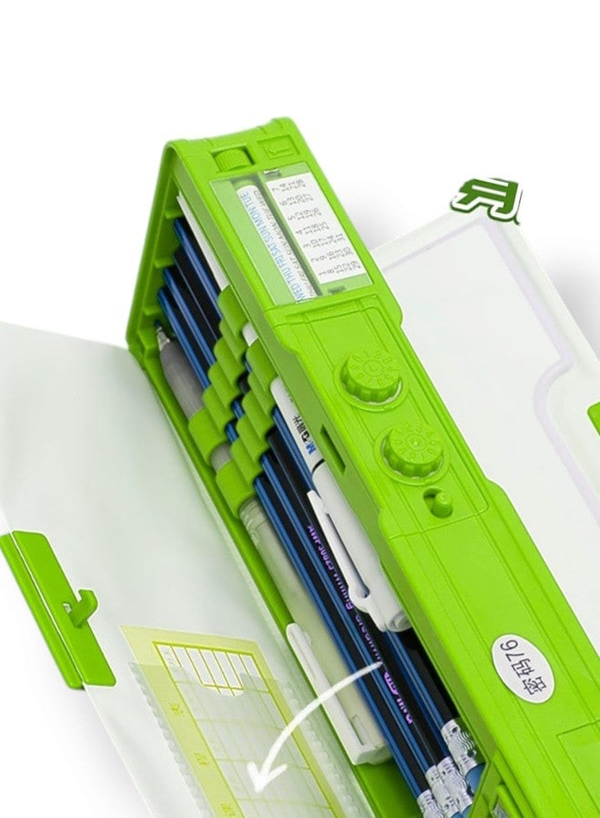 Invite Enterprise Plastic Lock Compass Box Multifunctional Space Lock Compass Box for Kids, Kids Pencil Box for Boys & Girls, Magnetic & Passworld Lock Compass Box for Boy -Green - Image 2