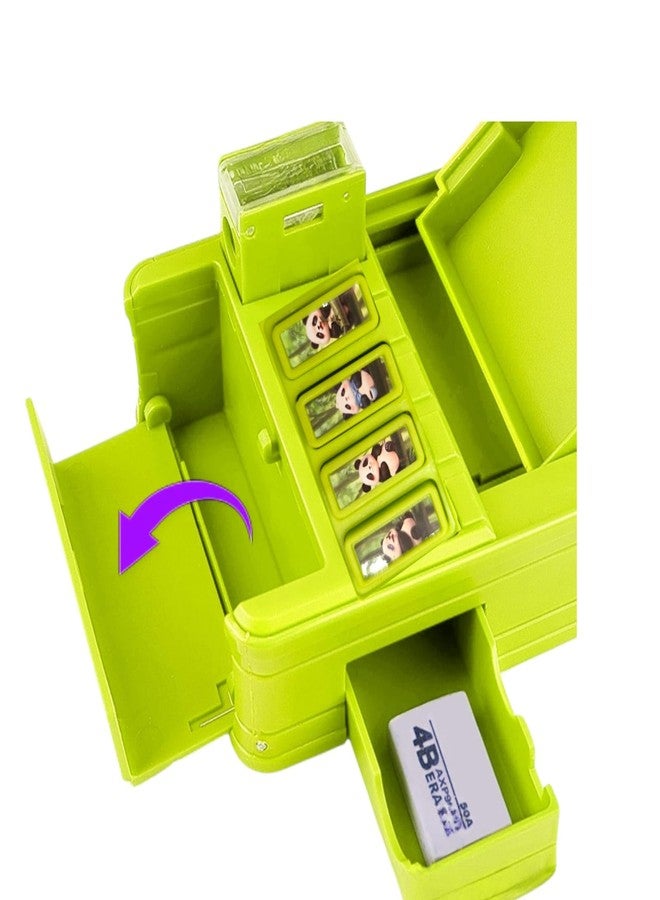 Invite Enterprise Plastic Lock Compass Box Multifunctional Space Lock Compass Box for Kids, Kids Pencil Box for Boys & Girls, Magnetic & Passworld Lock Compass Box for Boy -Green - Image 3