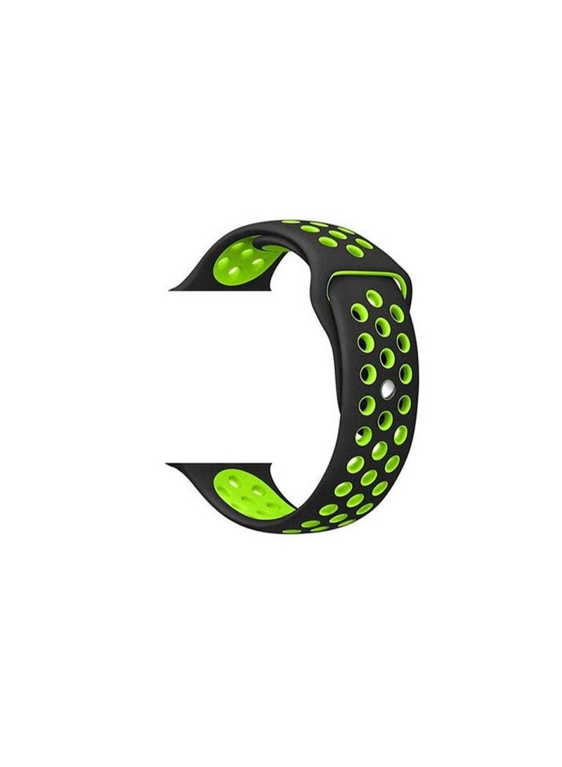 Silicone Sport Strap for Apple Watches Compatible with 46mm/45mm/44mm/49mm Black/Green - Image 1