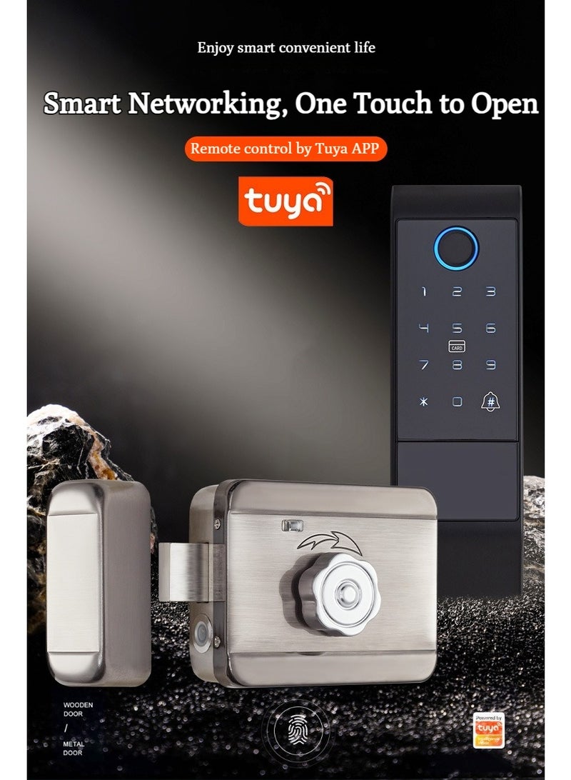 XiuWoo Smart Lock, Tuya Fingerprint Door Lock, Outdoor Smart Door Lock, Digital IC Card Board Electronic Door Lock, Suitable for Home Garden - Image 2