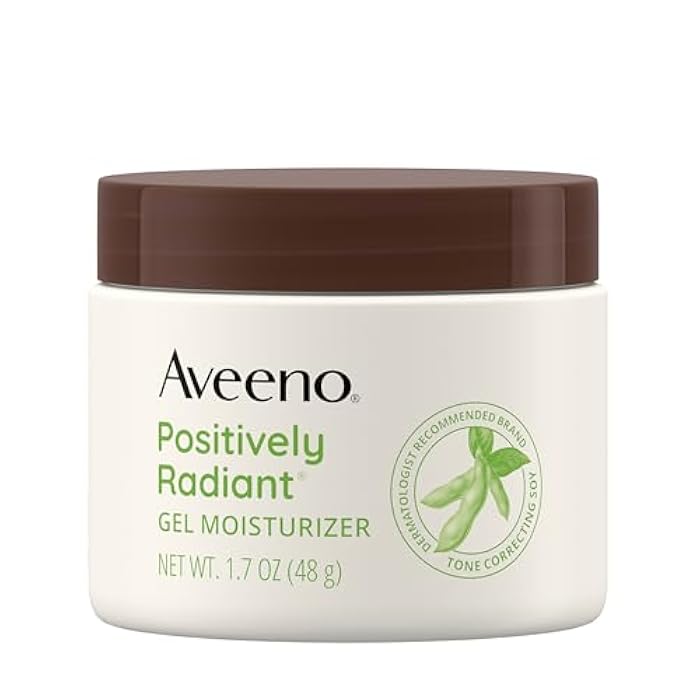 Aveeno Positively Radiant Daily Gel Facial Moisturizer with Hyaluronic Acid & Tone-Correcting Soy, Hydrating & Brightening Gel Face Cream Evens Skin Tone & Texture, Hypoallergenic, 1.7 oz - Image 1