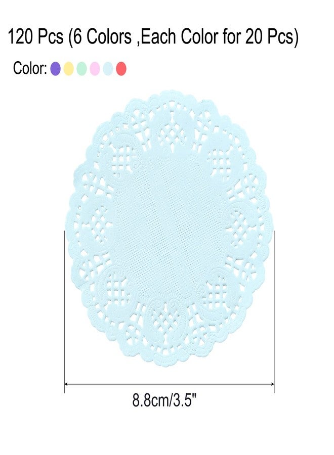 Rierdge Round Paper Doilies, 120 Pcs 3.5” Colorful Decorative Disposable Paper Placemats for Wedding Birthday Desserts Cakes Party Tableware Food Decoration, 6 Colors - Image 2