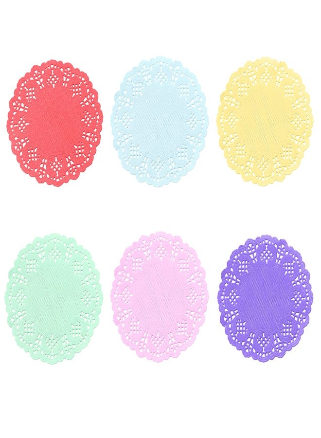 Rierdge Round Paper Doilies, 120 Pcs 3.5” Colorful Decorative Disposable Paper Placemats for Wedding Birthday Desserts Cakes Party Tableware Food Decoration, 6 Colors - Image 1