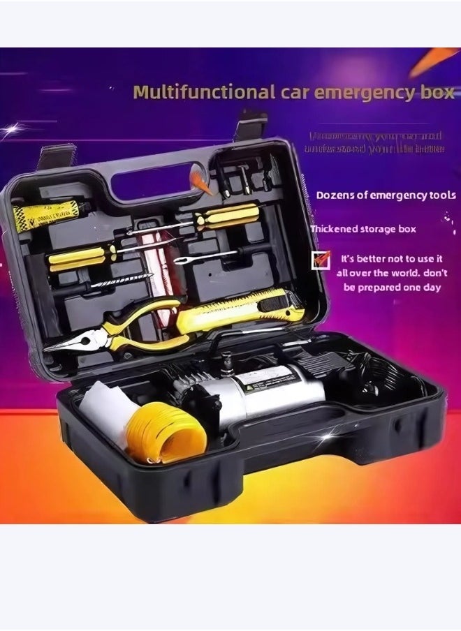 camel - Heavy Duty 2 Cylinder Dual Cylinder 12V 150 PSI Car Tire Inflator & Compressor with Digital Gauge, Tire Repair Tool Kit & Tool Box for Cars, Trucks, Motorcycles, Bicycles. - Image 1