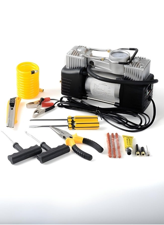 camel - Heavy Duty 2 Cylinder Dual Cylinder 12V 150 PSI Car Tire Inflator & Compressor with Digital Gauge, Tire Repair Tool Kit & Tool Box for Cars, Trucks, Motorcycles, Bicycles. - Image 1