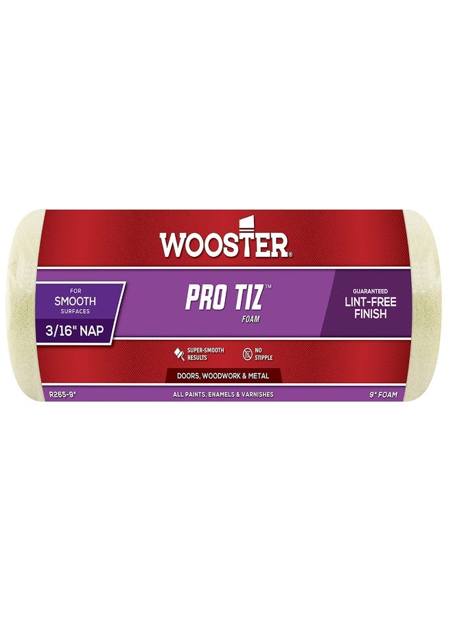 ووستر أسطوانة طلاء Wooster Brush R265-9 Pro Tiz، مقاس 3/16 بوصة، طول 9 بوصات، غطاء إسفنجي مع قلب فينولي، مقاس 9 بوصات، لون أصفر - Image 1