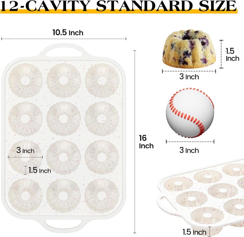 AOTASO 3 Inch Silicone Mini Fluted Tube Cake Pans with Metal Reinforced Frame, 12-Cavity Mini Flan Molds, Non-stick Silicone Baking Mold(1 Pc) - Image 5