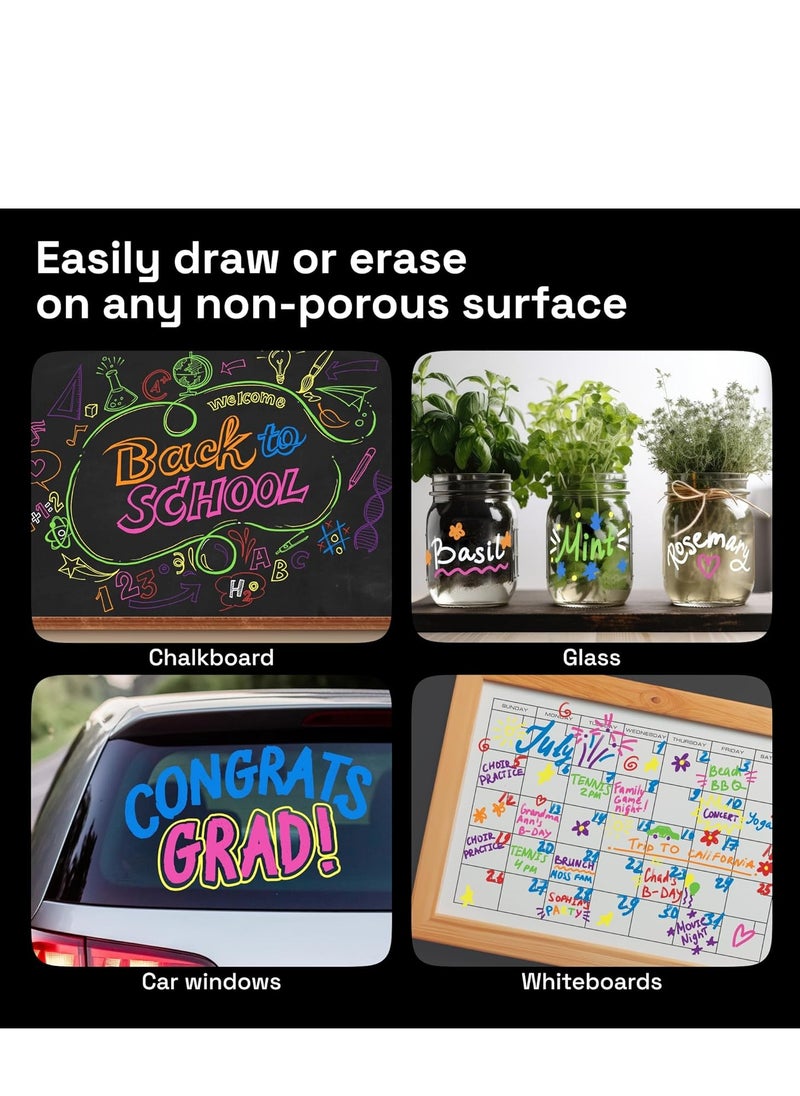 ARTISTRO - ARTISTRO 8 neon chalk markers erasable chalk pens with 6mm reversible tip for blackboard chalkboard car window glass liquid chalk markers ideal for kids & adults restaurants & bistro - Image 1