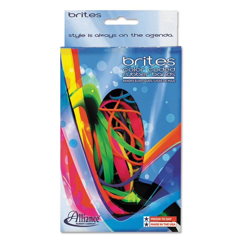 Alliance Rubber 07706 Non-Latex Brites File Bands, Colored Elastic Bands, 1.5 oz Pic Pac Dispenser (Assorted Bright Colors and Sizes) - Image 1