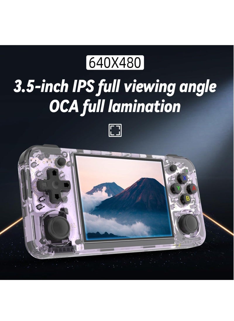 ANBERNIC  - RG35XX H Retro Handheld Game Console, 3.5 Inch IPS Screen Linux System Built-in 64G TF Card 5528 Games Support HDMI TV Output 5G WiFi Bluetooth 4.2 (Purple) - Image 1