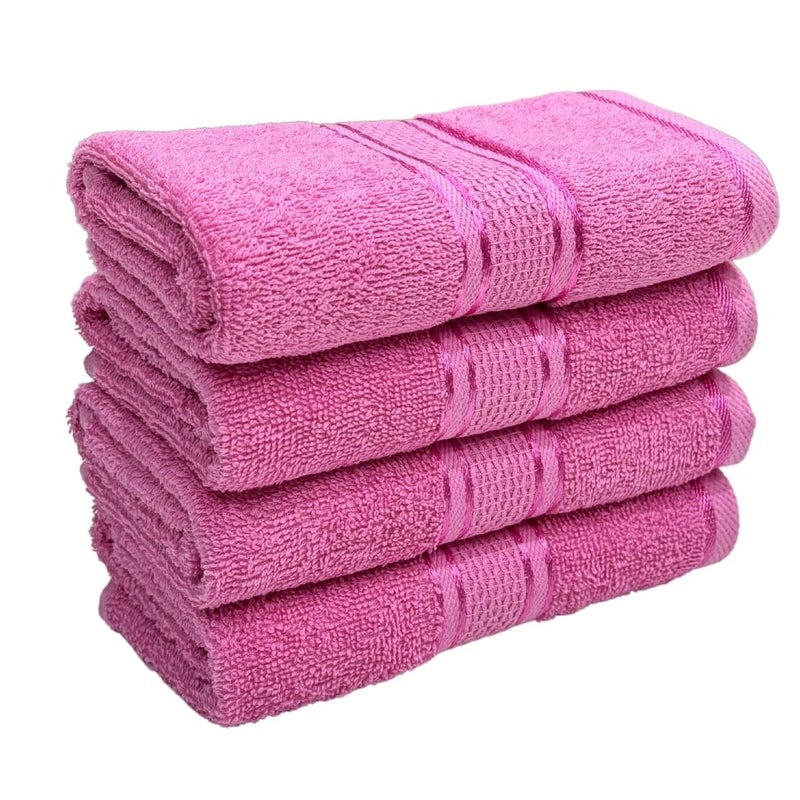 STAMIO Cotton 425 GSM Hand Towel Set of 4, 40 X 60 cm for Men, Women, Home, Gym, Wash Basin | Soft, Absorbent, Quick Dry, Full Size | Silky Border, Baby Pink - Image 1