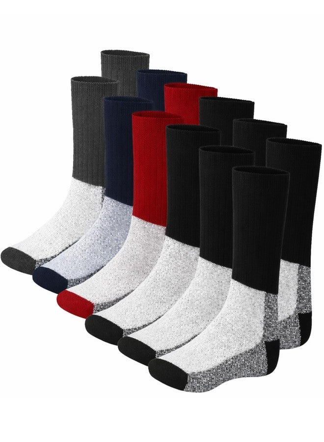 Diamond Star Merino Wool Socks for Men & Women, 6 Pairs Thermal Boot Socks for Winter, Warm Insulated Hiking Socks 9-11 (3Black,1Red,1Grey,1Royal Blue) - Image 1