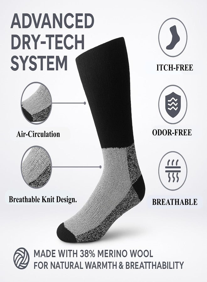 Diamond Star Merino Wool Socks for Men & Women, 6 Pairs Thermal Boot Socks for Winter, Warm Insulated Hiking Socks 9-11 (3Black,1Red,1Grey,1Royal Blue) - Image 4