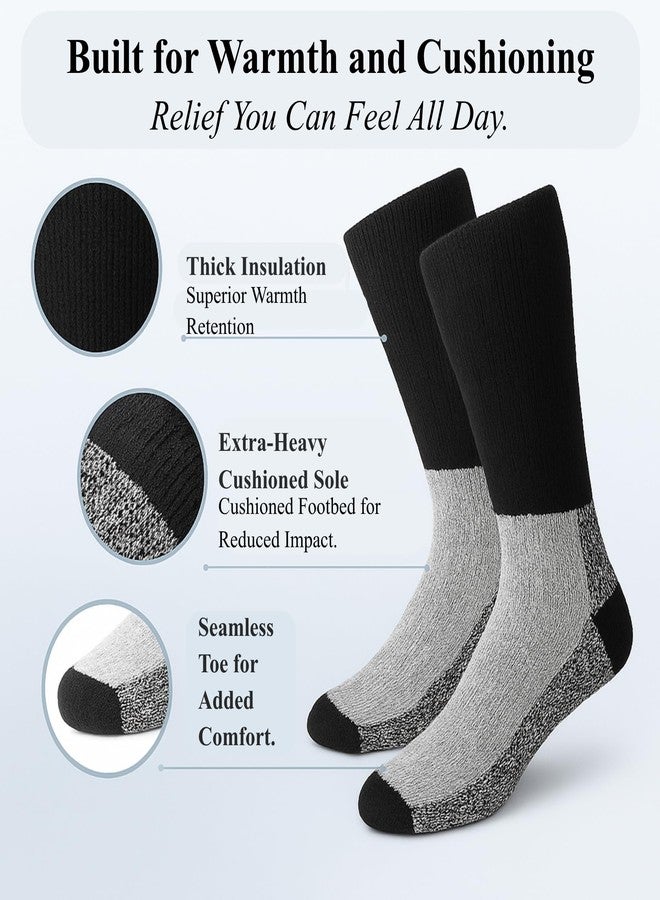 Diamond Star Merino Wool Socks for Men & Women, 6 Pairs Thermal Boot Socks for Winter, Warm Insulated Hiking Socks 9-11 (3Black,1Red,1Grey,1Royal Blue) - Image 3