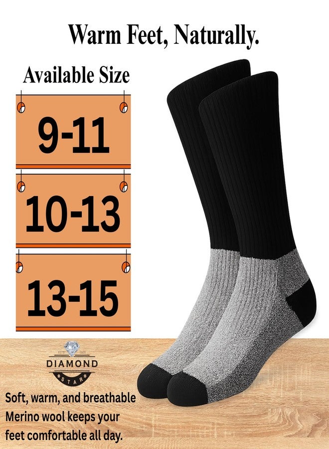 Diamond Star Merino Wool Socks for Men & Women, 6 Pairs Thermal Boot Socks for Winter, Warm Insulated Hiking Socks 9-11 (3Black,1Red,1Grey,1Royal Blue) - Image 5