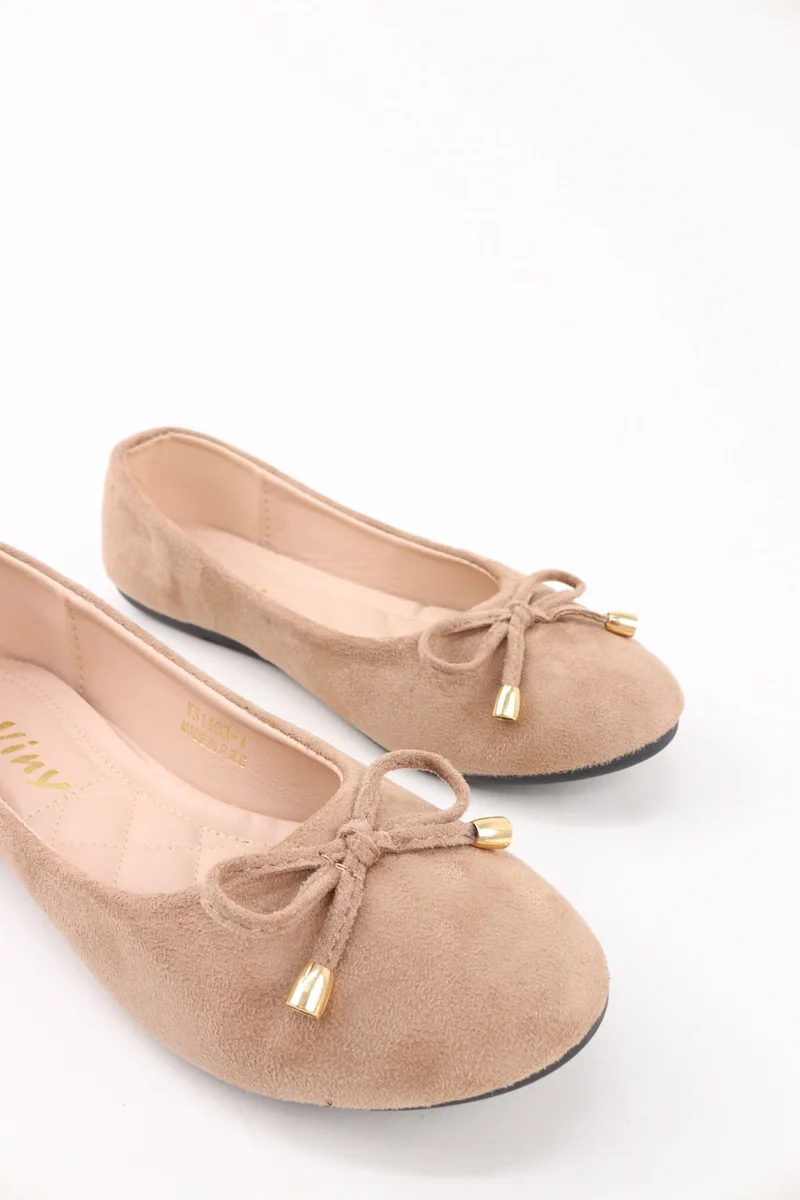 Viny TAUPE VINY Women's Cushioned Ballet Flats – Lightweight Slip-On Flat Shoes, Comfortable Everyday Walking & Office Ballerina Shoes with Soft Support Insole for Women | Best Price UAE