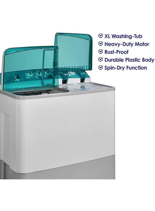 SUPER GENERAL 18 kg Twin-Tub Semi-Automatic Washing Machine, Light Grey/Green, Efficient Top-Load Washer With Lint Filter, Spin-Dry, 105.6 x 63.9 x 121.5 Cm SGW1800 White - Image 2