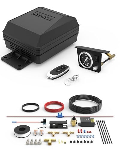 RETRUE Onboard Air Compressor System for Truck Airbag Suspension with Wireless Remote - Universal Air Bag Compressor kit for F150, F250, F350, Chevrolet Silverado, GMC Sierra and More Air bags Kit - Image 1