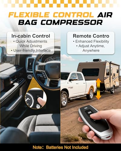 RETRUE Onboard Air Compressor System for Truck Airbag Suspension with Wireless Remote - Universal Air Bag Compressor kit for F150, F250, F350, Chevrolet Silverado, GMC Sierra and More Air bags Kit - Image 2