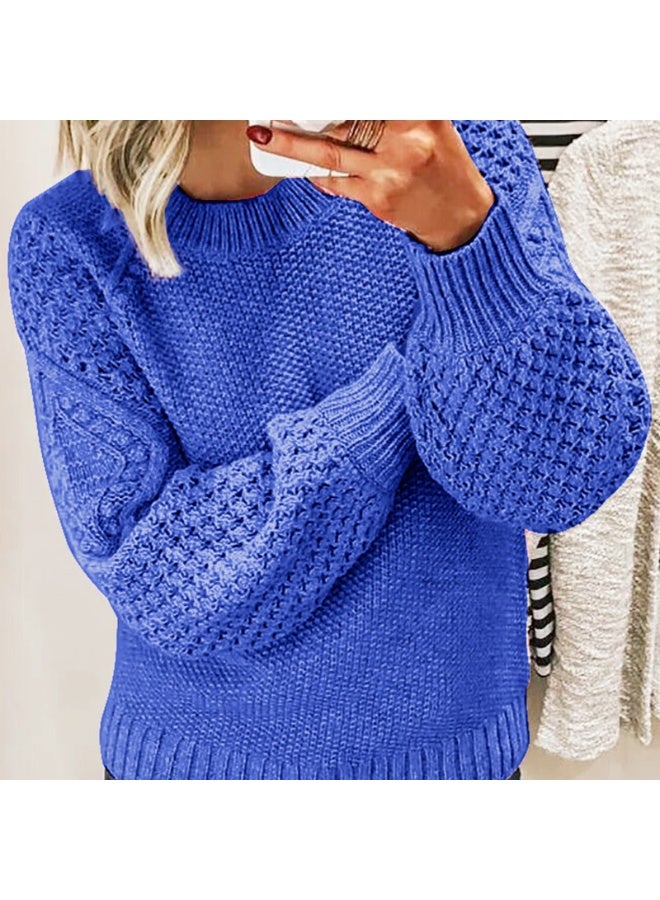 NIBEMINENT Women Sweaters Solid Knit Thick Splice Pullovers Sweater Full Sleeve Regular Vintage Elegant Lady Casual Winter Streetwear - Image 1