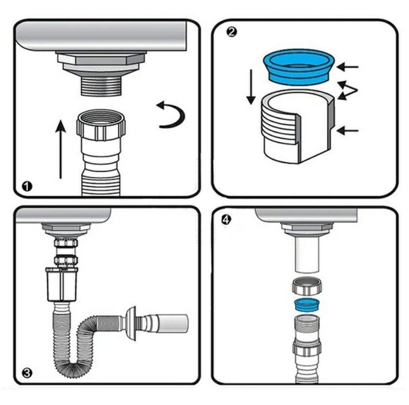 SBD Flexible PVC Waste Pipe for Bathroom Wash Basin and Kitchen Sink | Drain Pipe | Drain Hose/Outlet Tube Connector for Basin Downcomer Bathroom/Kitchen Sink, Chrome Plated - Image 2