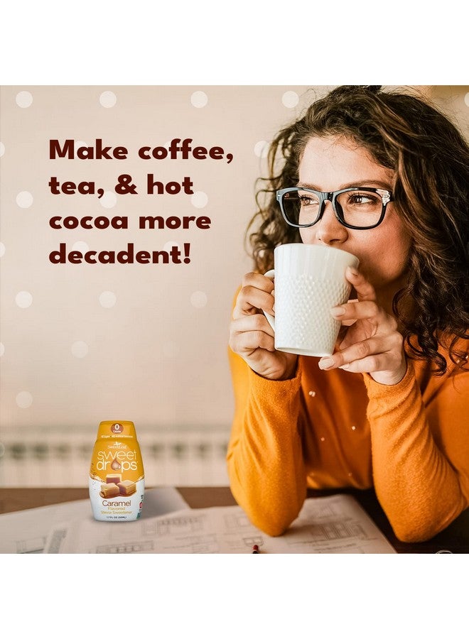 مُحلي سائل من Sweetleaf Sweet Drops بالكراميل ستيفيا بنكهة الأطعمة الكيتو قهوة خالية من السكر 0 سعر حراري غير مُسبب لارتفاع نسبة السكر في الدم قطرات Sweetleaf Stevia 1.7 أونصة سائلة (عبوة من قطعتين)