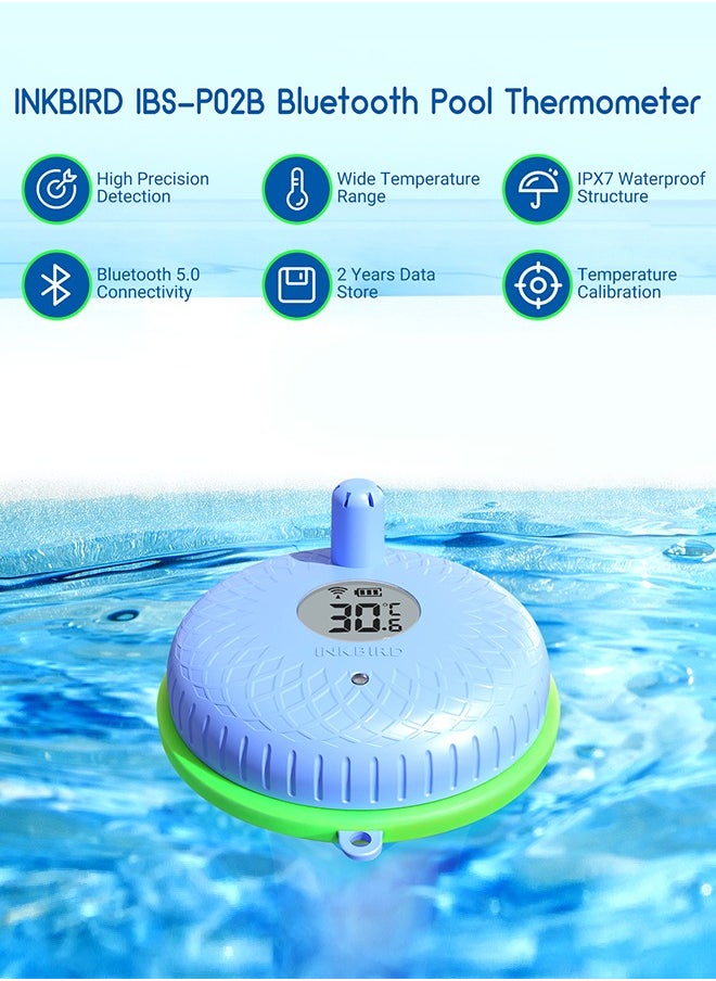 INKBIRD - INKBIRD IBS-P02B Bluetooth Pool Thermometer, Free App Control, IPX7 Waterproof, Precision Temperature Probe, 2 Years Historical Data Storage and Export - Image 1