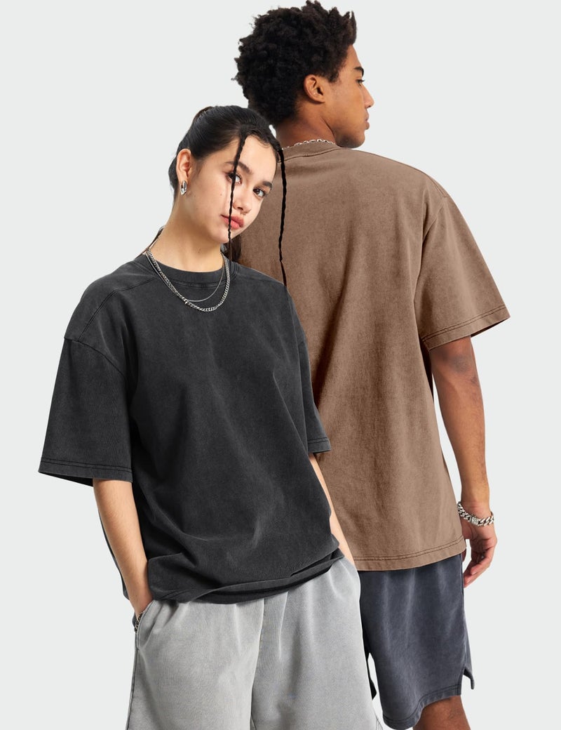 Arssm 3 Pack Men Oversized T Shirts Vintage Tee Loose Fit Short Sleeve Casual Streetwear Baggy Washed Unisex Tops(BlackKhakiArmy-L) - Image 5